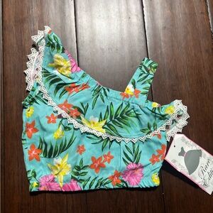 Rare Editions Hibiscus Floral One Shoulder Top Baby Girls 12M Green Multi
U